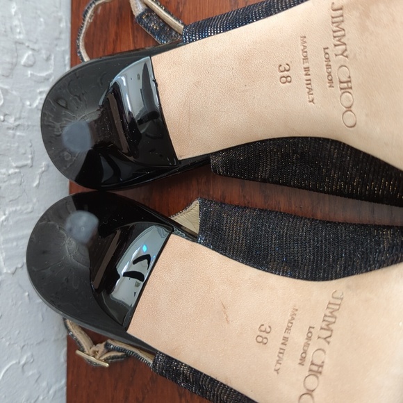 Jimmy Choo Nova 100 Copper Metallic Fabric Peep Toe Ankle Strap Heels Size 7.5 - Picture 9 of 11